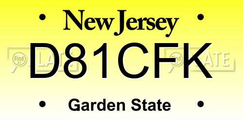 D81CFK New Jersey License Plate