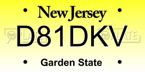 D81DKV New Jersey License Plate
