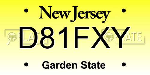 D81FXY New Jersey License Plate