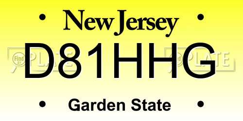 D81HHG New Jersey License Plate