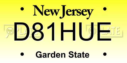 D81HUE New Jersey License Plate