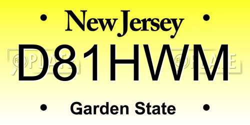 D81HWM New Jersey License Plate