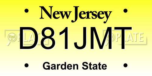 D81JMT New Jersey License Plate