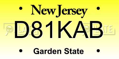 D81KAB New Jersey License Plate