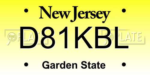 D81KBL New Jersey License Plate