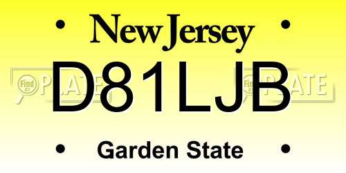 D81LJB New Jersey License Plate