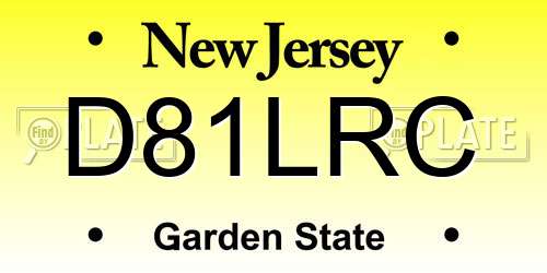 D81LRC New Jersey License Plate