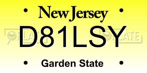 D81LSY New Jersey License Plate