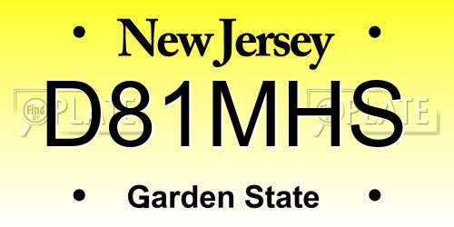 D81MHS New Jersey License Plate