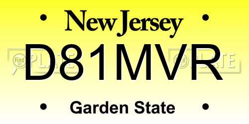 D81MVR New Jersey License Plate