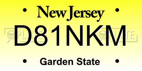 D81NKM New Jersey License Plate