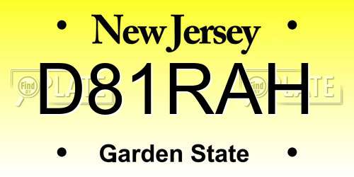 D81RAH New Jersey License Plate