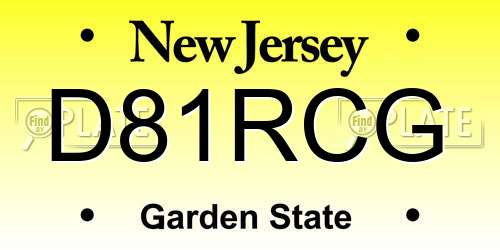 D81RCG New Jersey License Plate