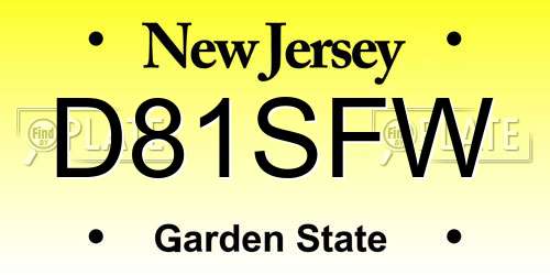 D81SFW New Jersey License Plate