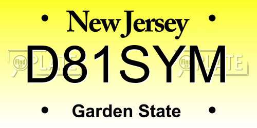 D81SYM New Jersey License Plate