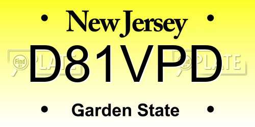 D81VPD New Jersey License Plate