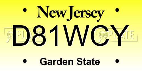 D81WCY New Jersey License Plate