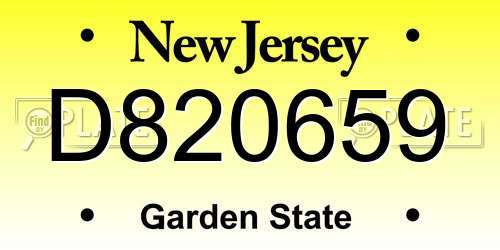 D820659 New Jersey License Plate
