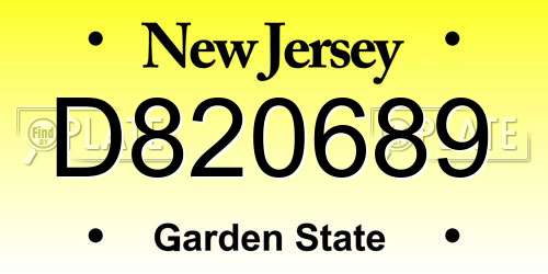D820689 New Jersey License Plate