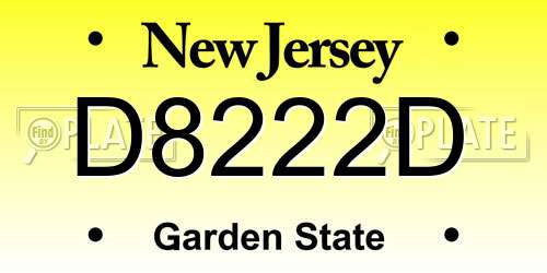 D8222D New Jersey License Plate
