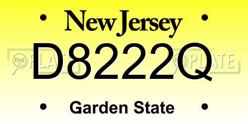 D8222Q New Jersey License Plate