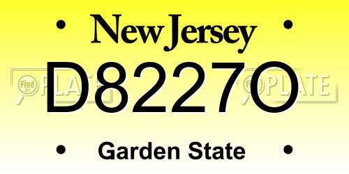 D8227O New Jersey License Plate