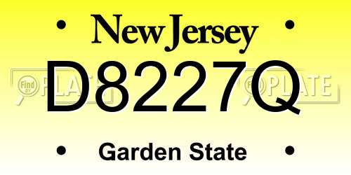 D8227Q New Jersey License Plate