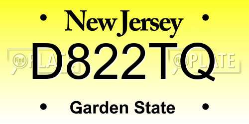 D822TQ New Jersey License Plate