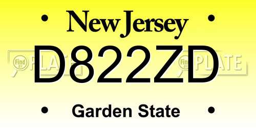 D822ZD New Jersey License Plate