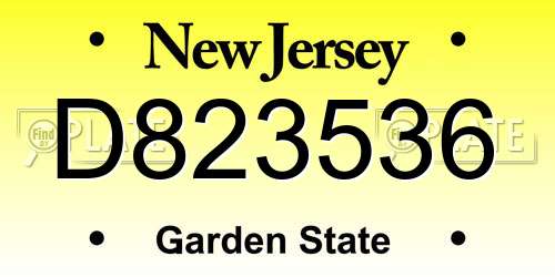 D823536 New Jersey License Plate