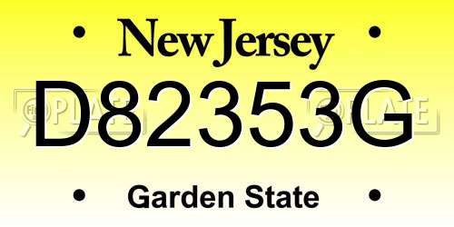 D82353G New Jersey License Plate