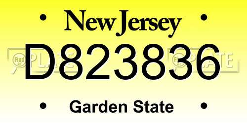 D823836 New Jersey License Plate