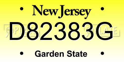 D82383G New Jersey License Plate