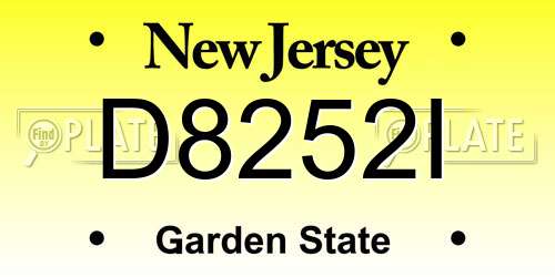 D8252I New Jersey License Plate