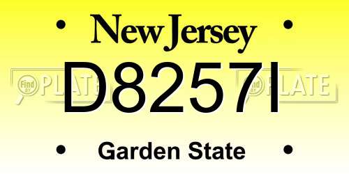 D8257I New Jersey License Plate