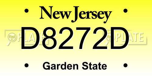 D8272D New Jersey License Plate