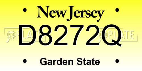 D8272Q New Jersey License Plate