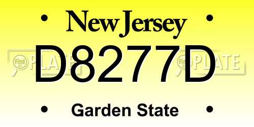 D8277D New Jersey License Plate