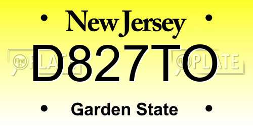 D827TO New Jersey License Plate