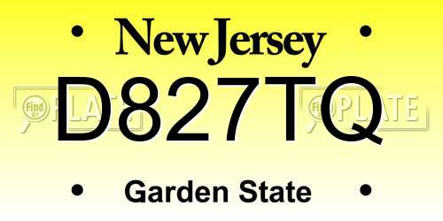 D827TQ New Jersey License Plate