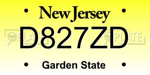 D827ZD New Jersey License Plate