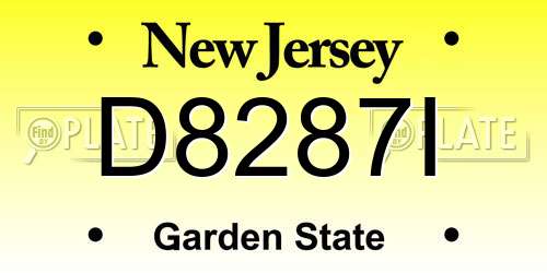 D8287I New Jersey License Plate