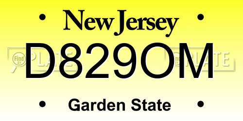D829OM New Jersey License Plate