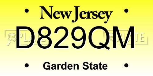 D829QM New Jersey License Plate