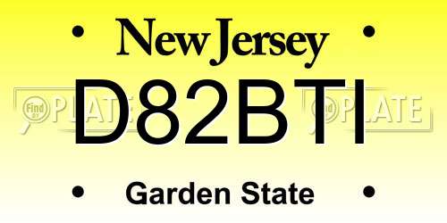 D82BTI New Jersey License Plate