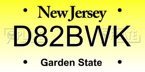 D82BWK New Jersey License Plate
