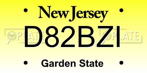 D82BZI New Jersey License Plate