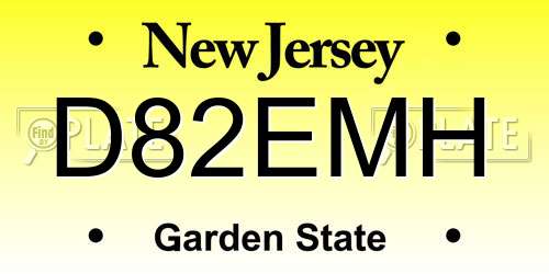 D82EMH New Jersey License Plate