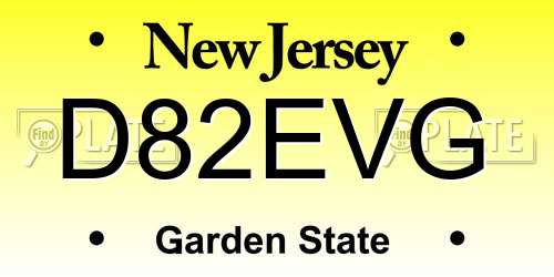 D82EVG New Jersey License Plate