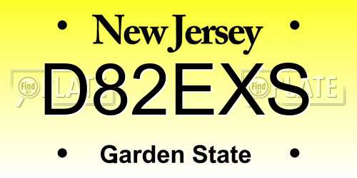 D82EXS New Jersey License Plate